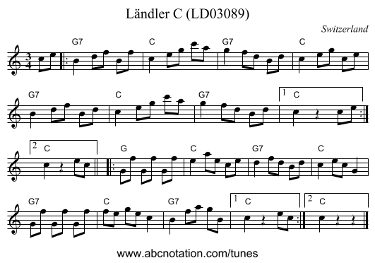 Ländler C (LD03089) - staff notation