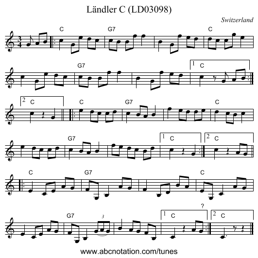 Ländler C (LD03098) - staff notation