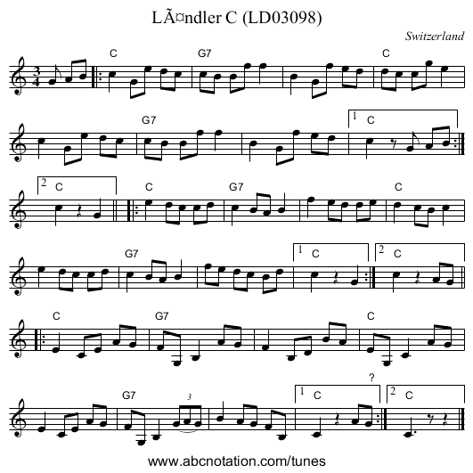 Ländler C (LD03098) - staff notation