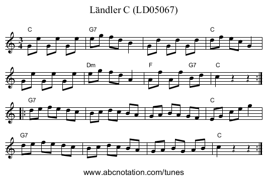 L&auml;ndler C (LD05067) - staff notation