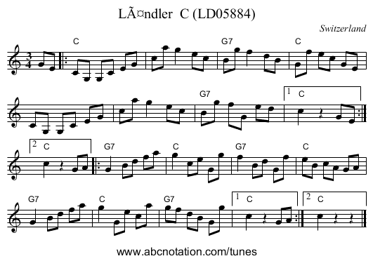 Ländler C (LD05884) - staff notation