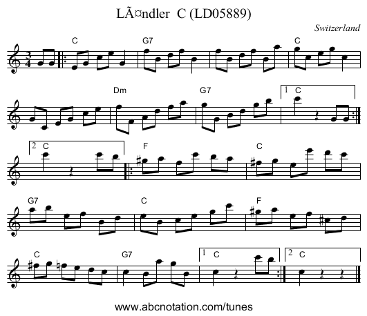 LÃ¤ndler  C (LD05889) - staff notation