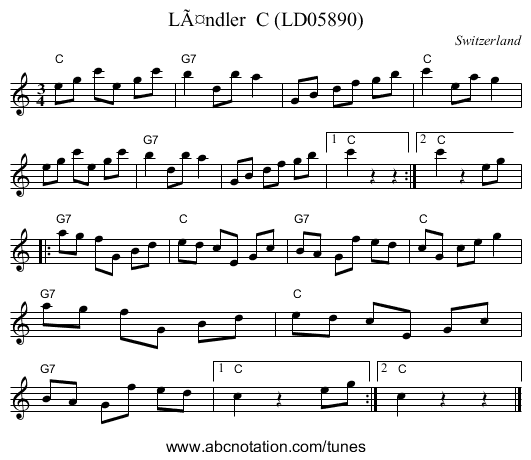 LÃ¤ndler  C (LD05890) - staff notation
