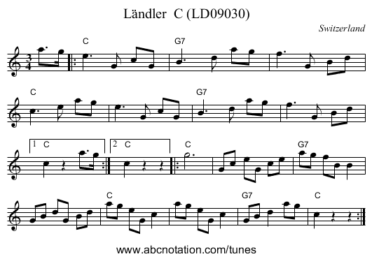 L&auml;ndler  C (LD09030) - staff notation