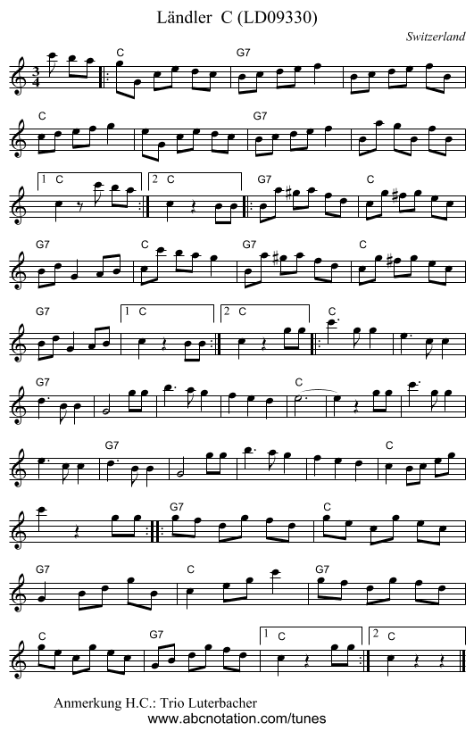 L&auml;ndler  C (LD09330) - staff notation