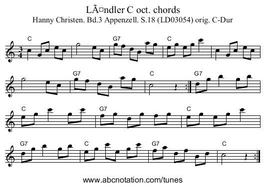 LÃ¤ndler C oct. chords - staff notation