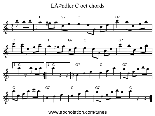 LÃ¤ndler C oct chords - staff notation