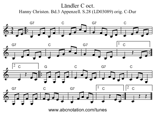 Ländler C oct. - staff notation