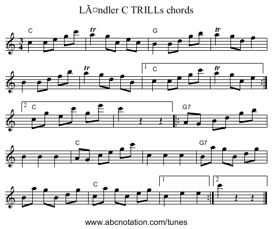 LÃ¤ndler C TRILLs chords - staff notation