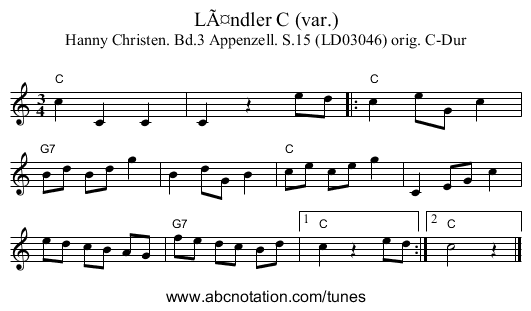 LÃ¤ndler C (var.) - staff notation