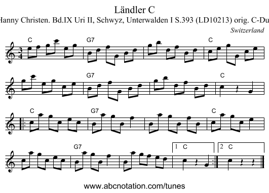 Ländler C - staff notation