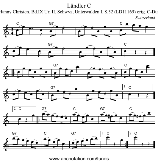 Ländler C - staff notation