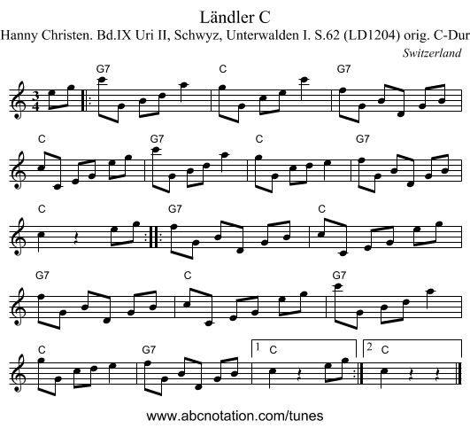 Ländler C - staff notation
