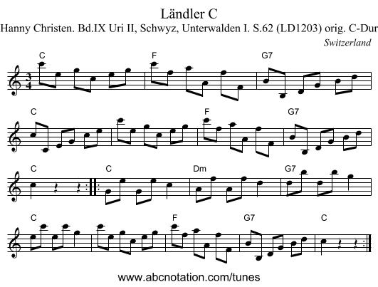 Ländler C - staff notation