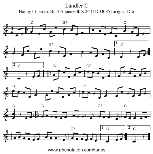 Ländler C - staff notation