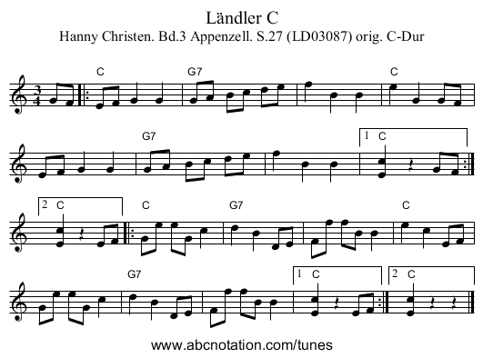 Ländler C - staff notation