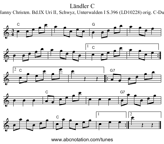 L&auml;ndler C - staff notation
