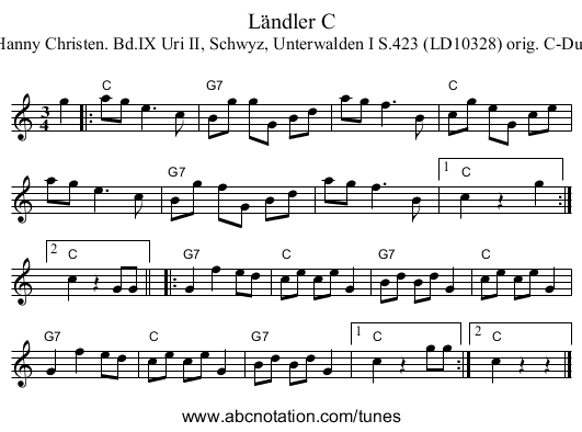 L&auml;ndler C - staff notation