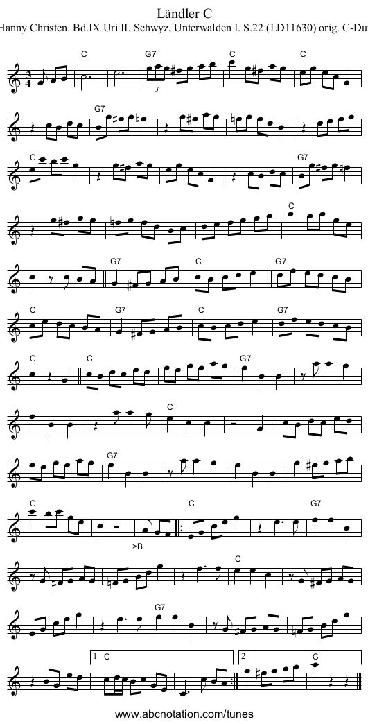 Ländler C - staff notation