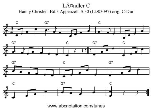 Ländler C - staff notation