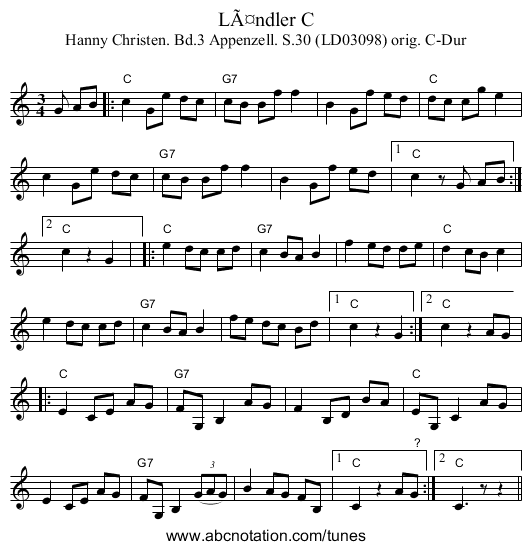 Ländler C - staff notation