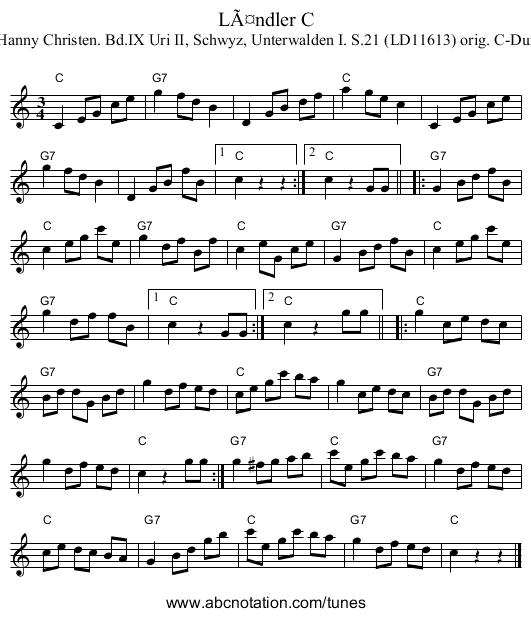 LÃ¤ndler C - staff notation