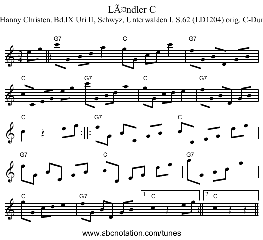 Ländler C - staff notation