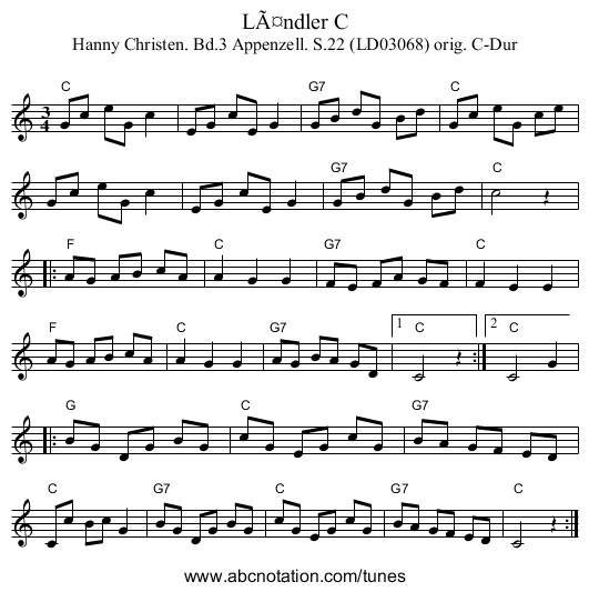 Ländler C - staff notation