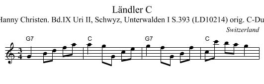 L&auml;ndler C - staff notation