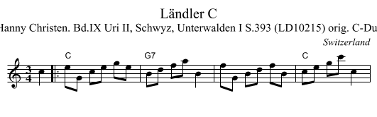 L&auml;ndler C - staff notation