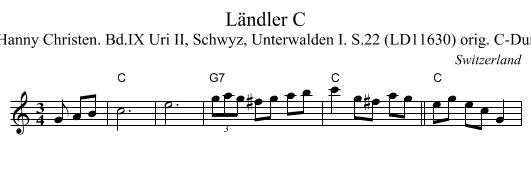 L&auml;ndler C - staff notation
