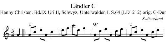 L&auml;ndler C - staff notation