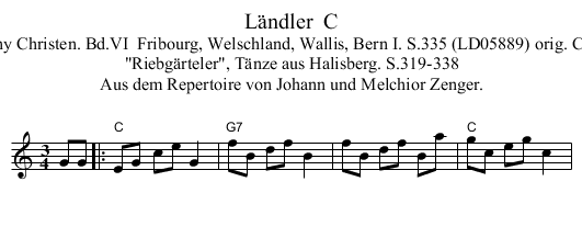 L&auml;ndler  C - staff notation