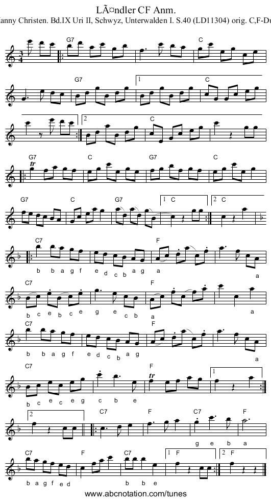 Ländler CF Anm. - staff notation