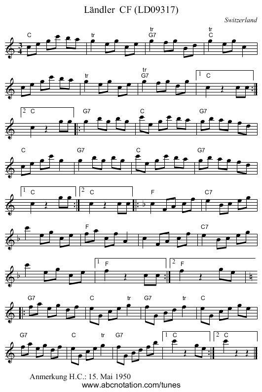 L&auml;ndler  CF (LD09317) - staff notation