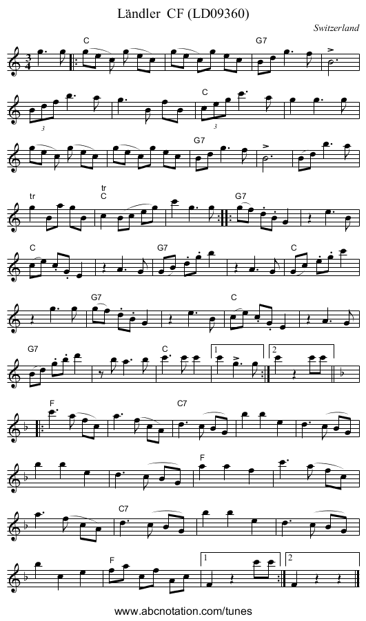 Ländler CF (LD09360) - staff notation