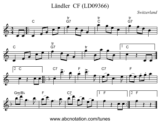 L&auml;ndler  CF (LD09366) - staff notation