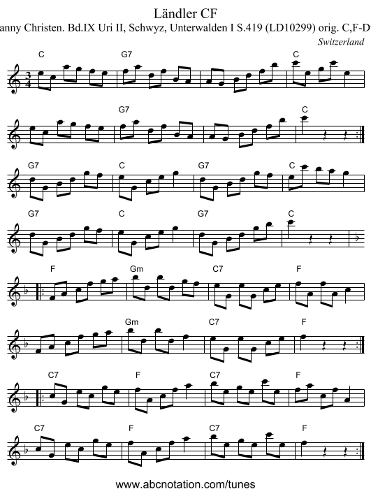 L&auml;ndler CF - staff notation