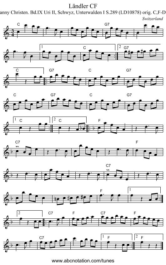 Ländler CF - staff notation