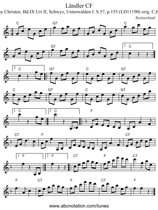 L&auml;ndler CF - staff notation