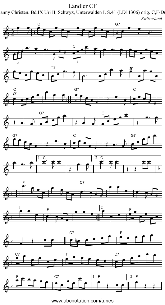 L&auml;ndler CF - staff notation