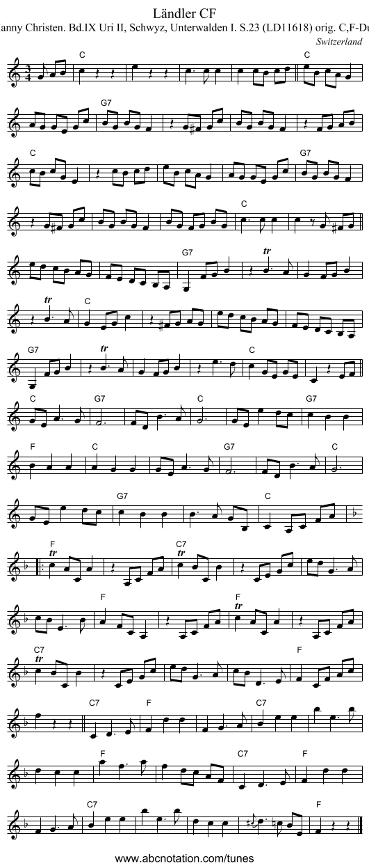 L&auml;ndler CF - staff notation