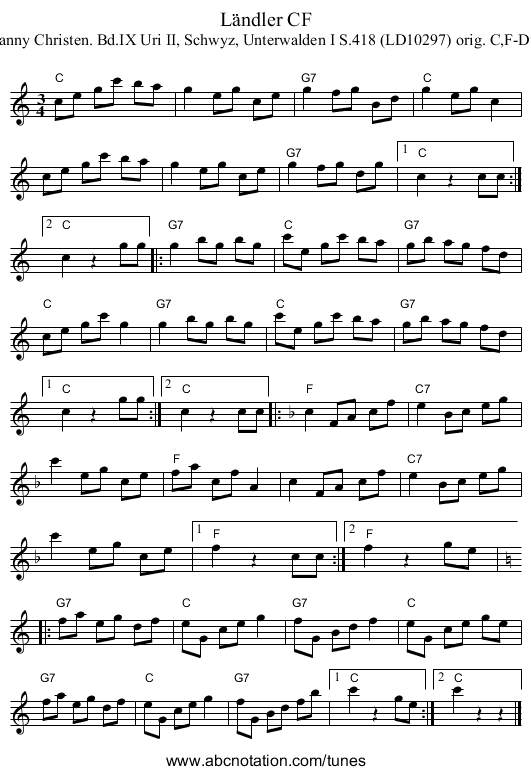 L&auml;ndler CF - staff notation