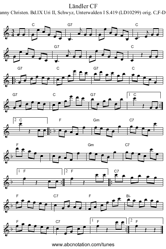 L&auml;ndler CF - staff notation
