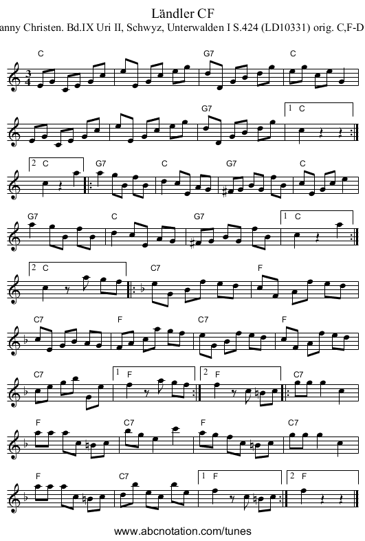 L&auml;ndler CF - staff notation