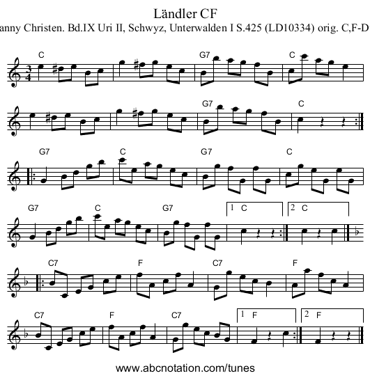 L&auml;ndler CF - staff notation