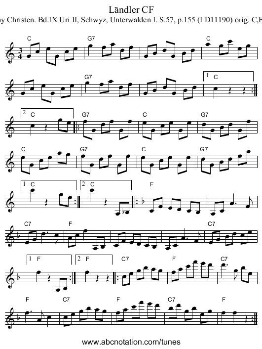 L&auml;ndler CF - staff notation