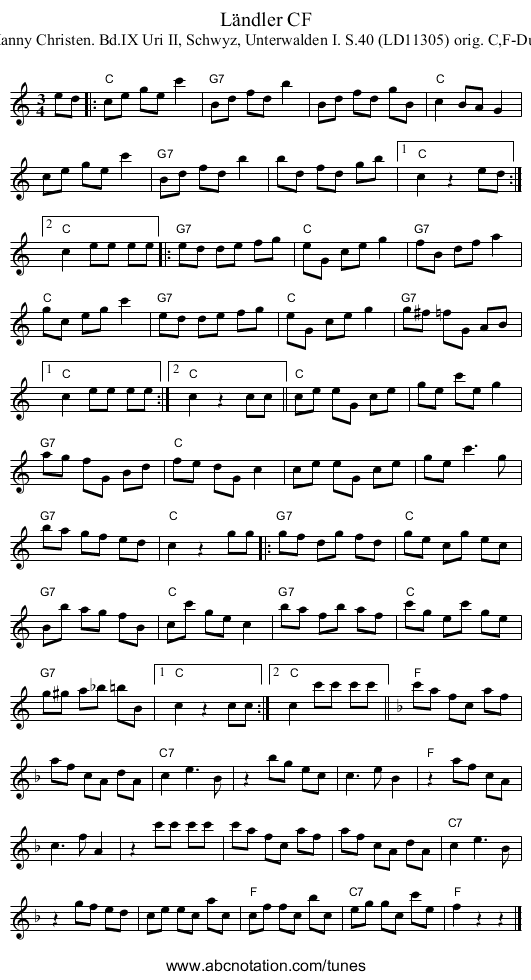 L&auml;ndler CF - staff notation