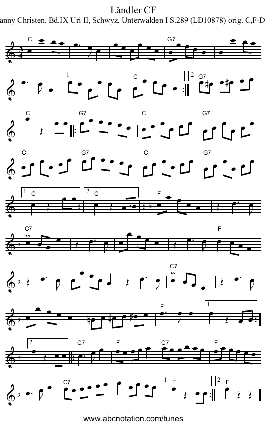Ländler CF - staff notation