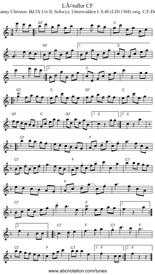 Ländler CF - staff notation